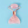 2 in 1 Natural Rose Quartz Crystal Facial Massager Roller + Gua Sha Scraper Tool view 1