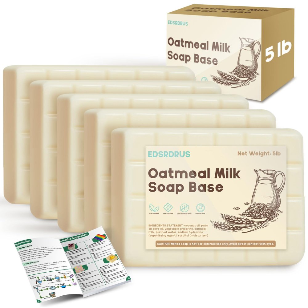 5lb Glycerin Soap Base - Scented Melt and Pour Soap Base for DIY Crafting, Easy to Cut, Vegan and Cruelty-Free, Moisturizing and Gentle on Skin for Soap Making Supplies (Oatmeal Milk, 5 Pound)