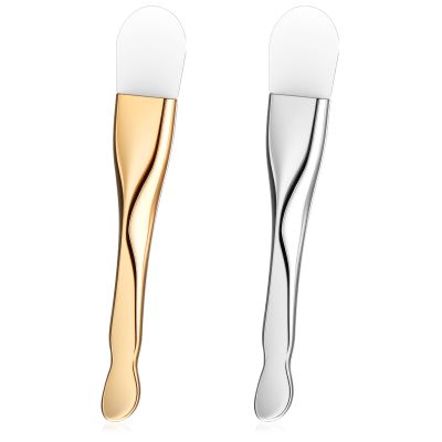 2 PCS Silicone Face Mask Brush Double-End Face Mask Applicator Exfoliating Silicone Facial Brush for Mud Facial Masks (Gold&silver)