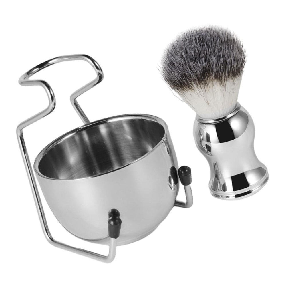 FONDOTIN 1set Beard Accessories Shaving Bowl Brush for Men Preparation Stand Comfortable Shaving Grooming Kit for Daily Use