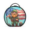 VEKELEE American Flag and Elf Round Makeup Bag for Women, Travel Cosmetic Organizer Bag with Adjustable Dividers Portable Artist Makeup Bags for Cosmetics Jewelry Accessories view 1
