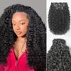 LUVME Invisible Clip in Hair Extensions 2 Pack Messy Curly Real Human Hair, Remy Hair Clip ins for Women, Natural Human Hair, 14 inch 220g 12Pcs, Natural Black view 1