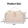 BIVIZKU Large Capacity Checkered Makeup Bags Portable Travel Cosmetic Bags Open-Flat Toiletry Bag for Women Girls Make Up Organizer with Divider Pouch Zipper Bag (C-White) view 2
