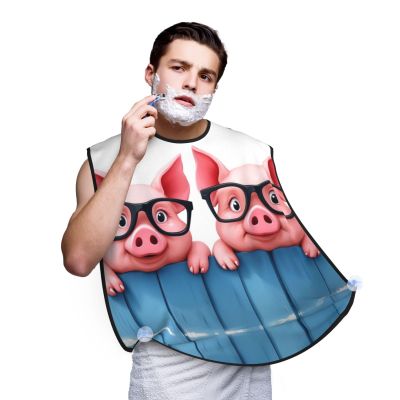 UTRSIFB Waterproof Beard Grooming Bib, Non-Stick Hair Catcher for Shaving & Trimming, Perfect for Men, Two Funny Pigs