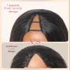 LUVME HAIR V Part Wig Human Hair Drawstring Yaki Straight Half Wig 16 inch U Part 100% Real Human Hair Glueless None Lace Wigs Virgin Hair Machine Made 200 Density Natural Color view 4