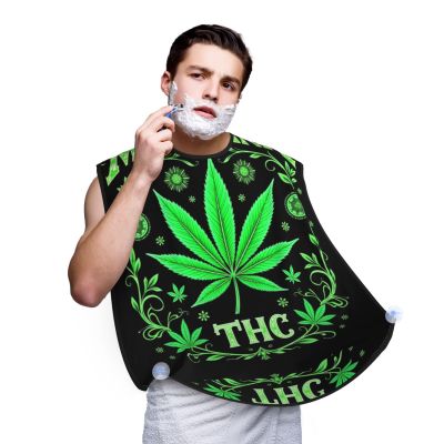 UTRSIFB Adjustable Non-Stick Beard Bib, Hair Catcher for Men's Shaving, Waterproof, Great for Grooming, Green Leaf Flag Art