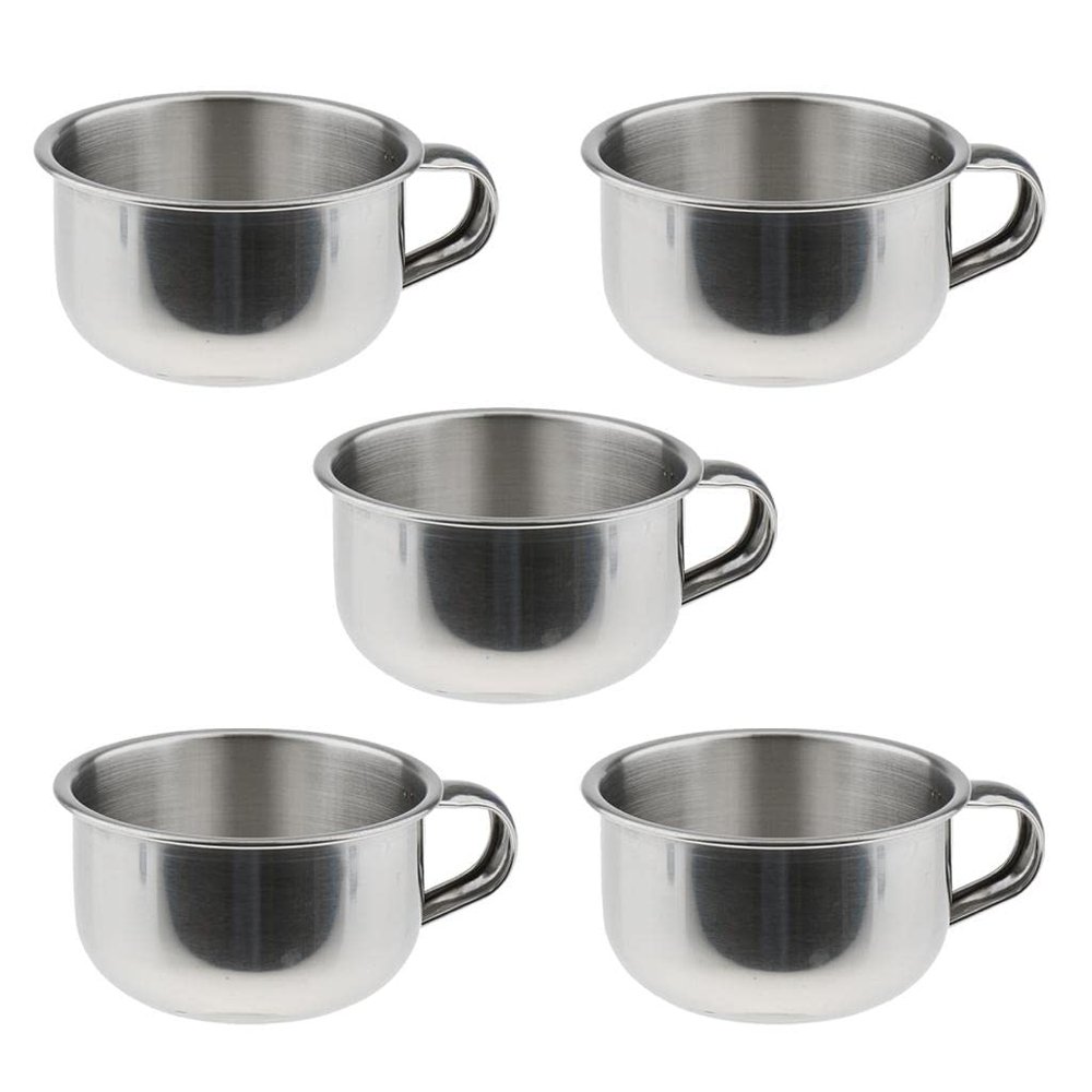 CQJRGF Wholesale 5pcs Men Grooming Shaving Bowls Bowl with Handle Stainless Steel