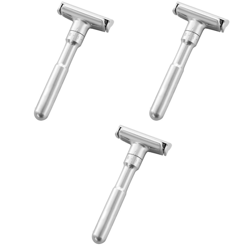 BESTYASH 3pcs Men Shaving Kit Manual Razor Double-sided Beard Shaper Razor Blades Adjustable Shaving Machine