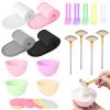 37 PCS Fluffy Fan Brushes for Facials Esthetician Supplies for Facials Set 4 Fluffy Brushes 10 Face Mask Applicator 4 Silicone Facial Bowls 4 Spa Headbands 15 Compressed Facial Sponges view 1