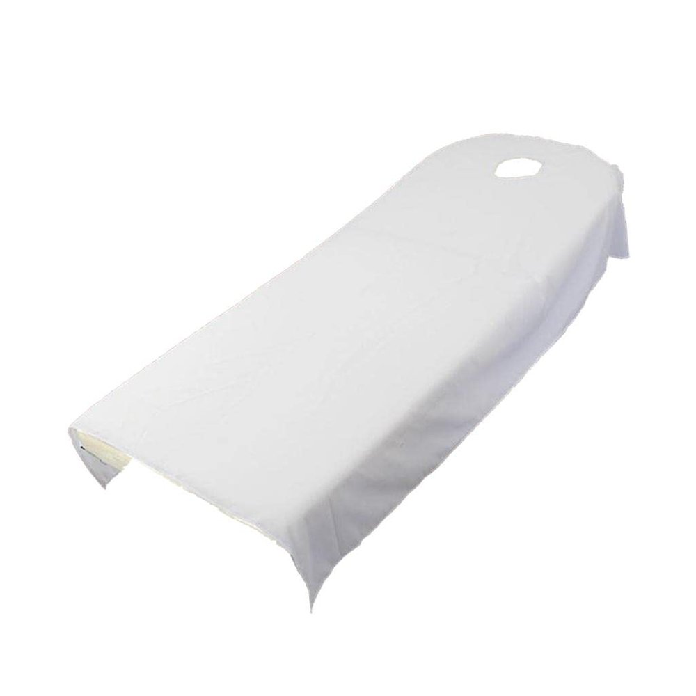 Cover Sheet for Massage Table Designed for SPA Use with Hole, White