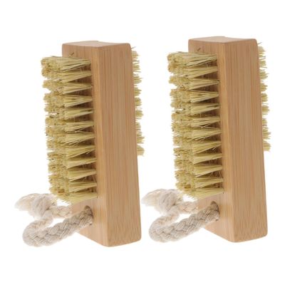 ASAKKURA 2pcs Ergonomic Wood Fingernail Cleaning Brushes Soft Bristles for Gentle Nail Care for Manicure and Grooming Compact Design for Travel and Home Use