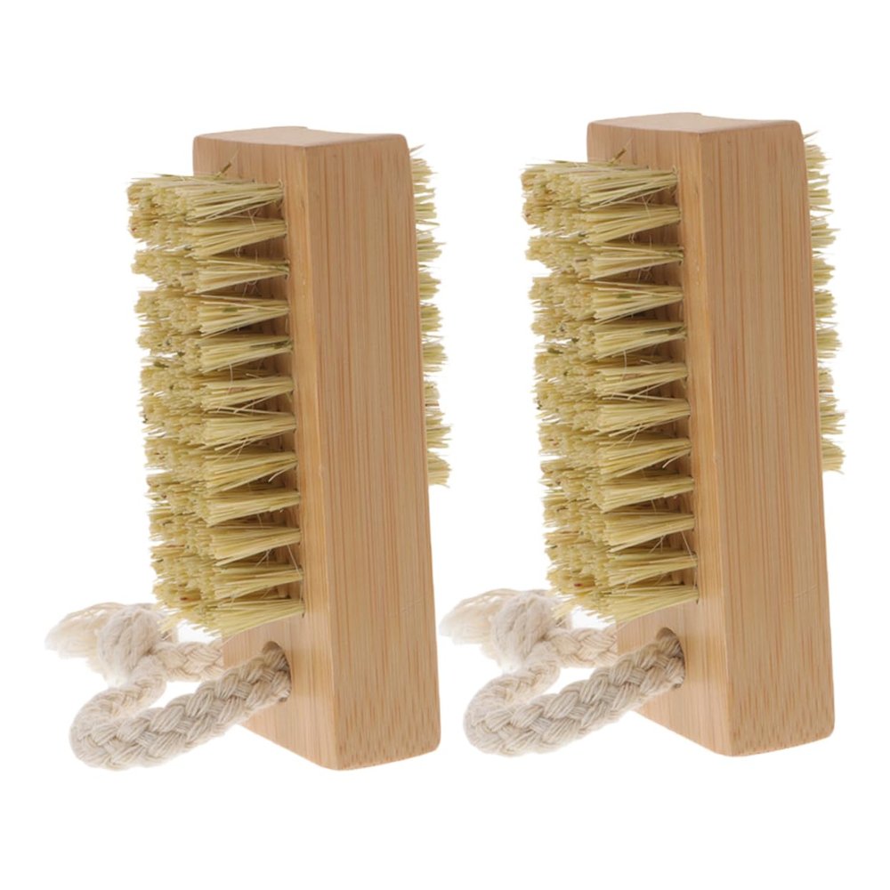 ASAKKURA 2pcs Ergonomic Wood Fingernail Cleaning Brushes Soft Bristles for Gentle Nail Care for Manicure and Grooming Compact Design for Travel and Home Use