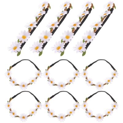 DECORNIJIA 10pcs Daisy Headband Flower Hair Wreath for Women Bridal Hair Party Decorations Headbands for Girls