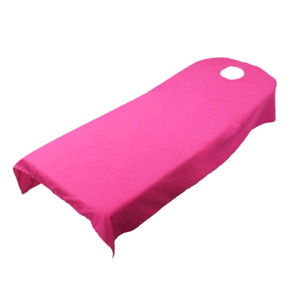 Cover Sheet for Massage Table Designed for SPA Use with Hole, Rose Red