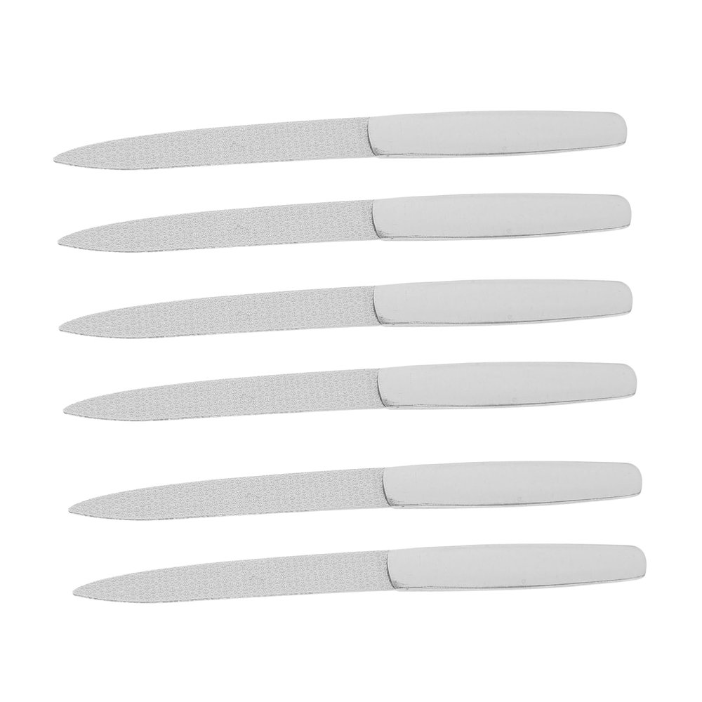 Baluue 6Pcs Stainless Steel Double-Sided Nail Files Set Practical Nail Care Tools for Manicure and Pedicure Household Use Metal Buffers Ergonomic Grip