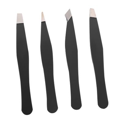 DECOMELODY 4Pcs Eyebrow Tweezer Set Mini Brow Clamp Tweezers Stainless Steel Eyebrow Grooming Tools for Women Hair Removal Tool for Makeup