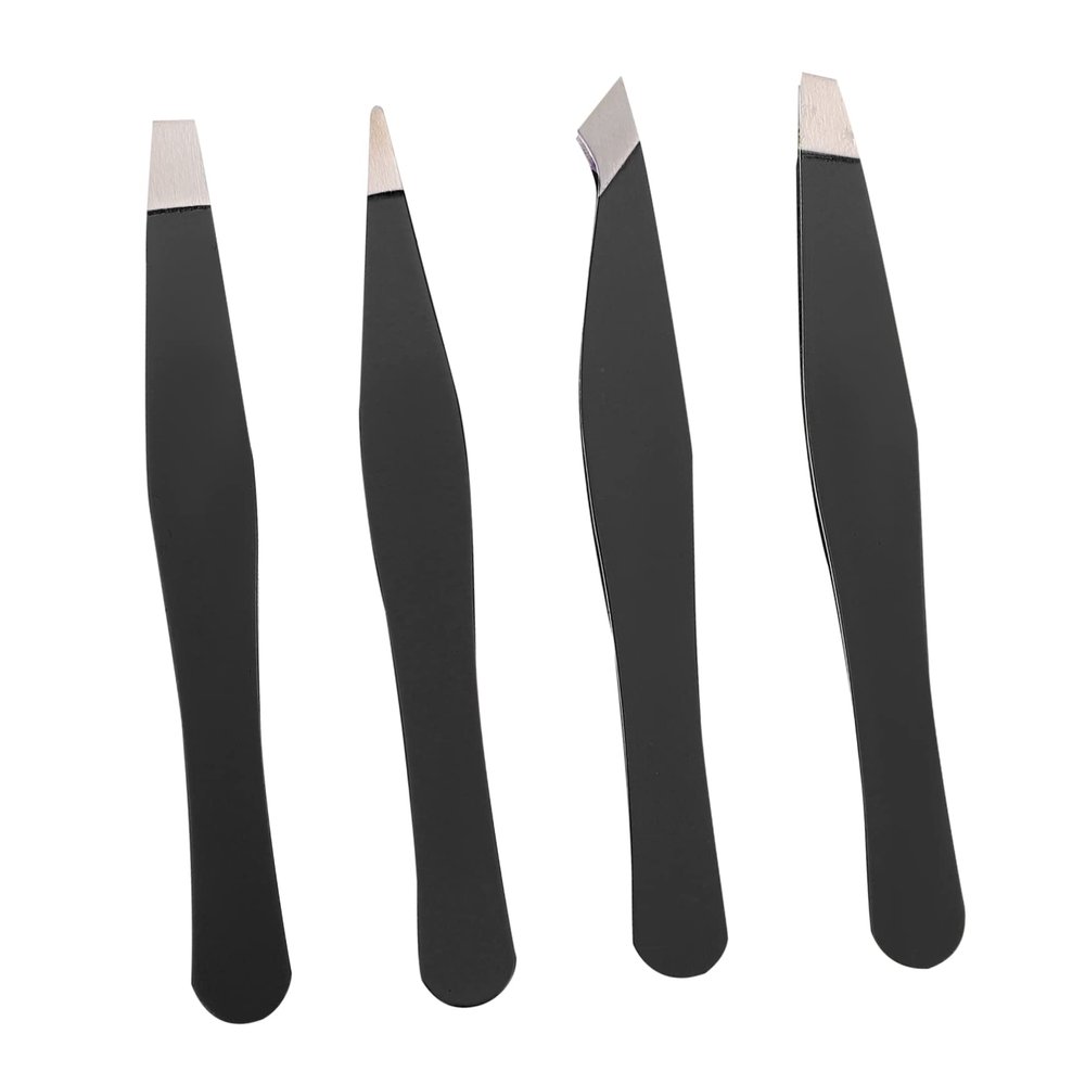 DECOMELODY 4Pcs Eyebrow Tweezer Set Mini Brow Clamp Tweezers Stainless Steel Eyebrow Grooming Tools for Women Hair Removal Tool for Makeup
