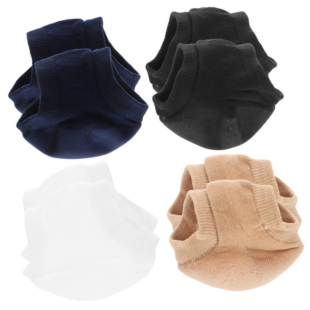 Baluue 4pairs Moisturizing Heel Socks Toeless Comfortable Gel Socks for Dry Cracked Feet Protective and Hydrating Heel Covers White Skin Color Black Blue