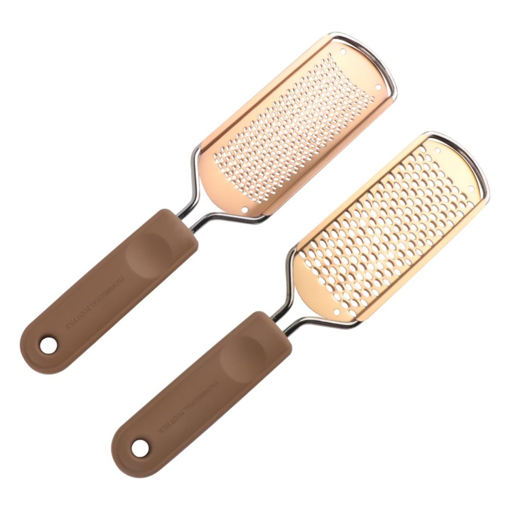 Baluue 2pcs Stainless Steel Foot Scrubber Rasp for Dead Skin Removal Rose Gold Pedicure Tool Lightweight and Easy to Clean for Wet and Dry Feet Exfoliation