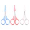 DEARMAMY 3pcs Stainless Steel Eyelash Scissors Portable Beauty Tools for Eyebrow Eyelash and Nose Hair Grooming Includes Pink Curved White Straight and Blue Rounded Scissors for Home and view 1