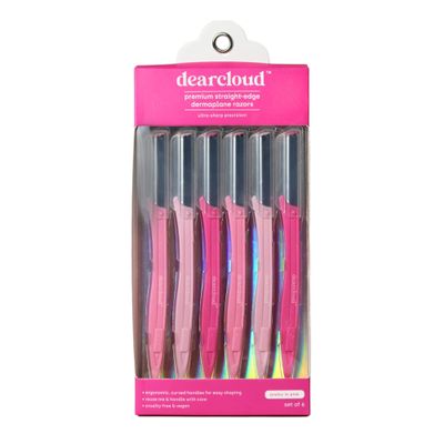 dearcloud Pretty in Pink Straight-Edge Dermaplane Razors  Set of 6  Flawless Facial Hair Remover, Dermaplane Razor for Women Face & Exfoliation Tool (Pretty in Pink)