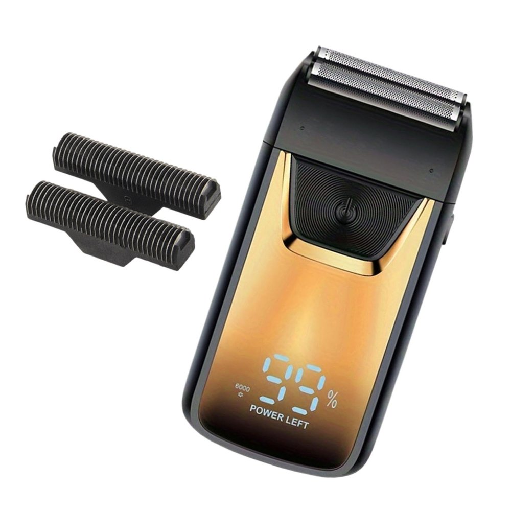 NinthAvenue Basics Compact Shaver for Men Beard Trimmer Hair Removal Tool, Black and Gold