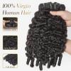 Wequeen 16A Burmese Curly Human Hair Bundles 18 Inch 100% Unprocessed Brazilian Virgin Hair Quick Weave Bundles Human Hair Extensions Real Human Hair, Natural Black view 2