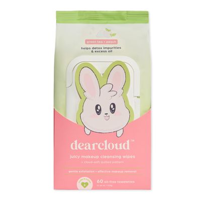 dearcloud Juicy Makeup Cleansing Wipes - 60 Count  makeup wipes and makeup remover for face  Oil-Free makeup remover wipes (Green Tea & Peach)