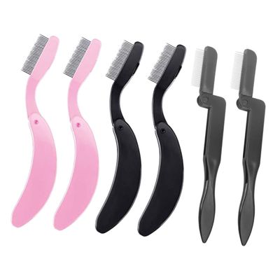 KAILIKETIY 6pcs Folding Stainless Steel Eyebrow Comb Set Fine Teeth for Precise Grooming for Eyelash and Brow Care