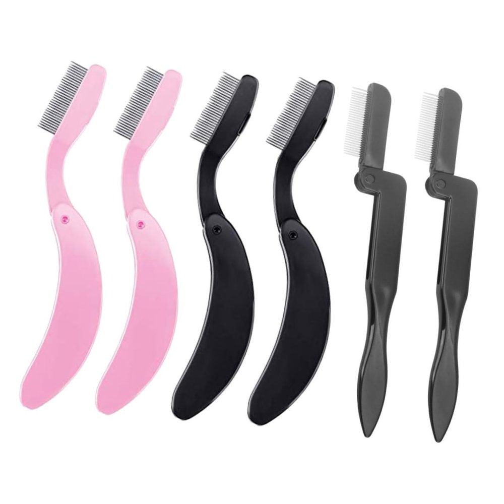 KAILIKETIY 6pcs Folding Stainless Steel Eyebrow Comb Set Fine Teeth for Precise Grooming for Eyelash and Brow Care