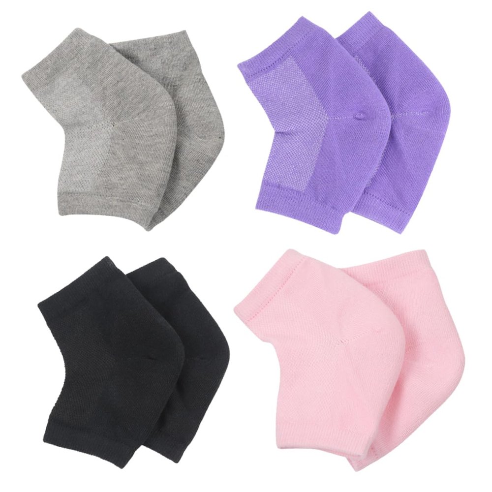 CALLARON 4 Pairs Anti-Cracking Heel Socks Ankle Socks Breathable Socks Moisturizing Gel Socks Unisex Socks
