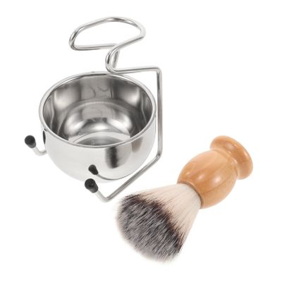 Beaupretty Men's Grooming Set Ergonomic Stainless Steel Shaving Brush Kit Bowl Stand for Comfortable Wet Shaving Experience