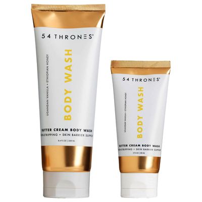 54 Thrones Cream Body Wash Duo (8.4 oz + 3 oz), Non-Stripping Butter Cream Shea Moisture Body Wash, Shea Butter, Locks in Moisture, Moisturizing Liquid Soap, Ugandan Vanilla + Ethiopian Honey