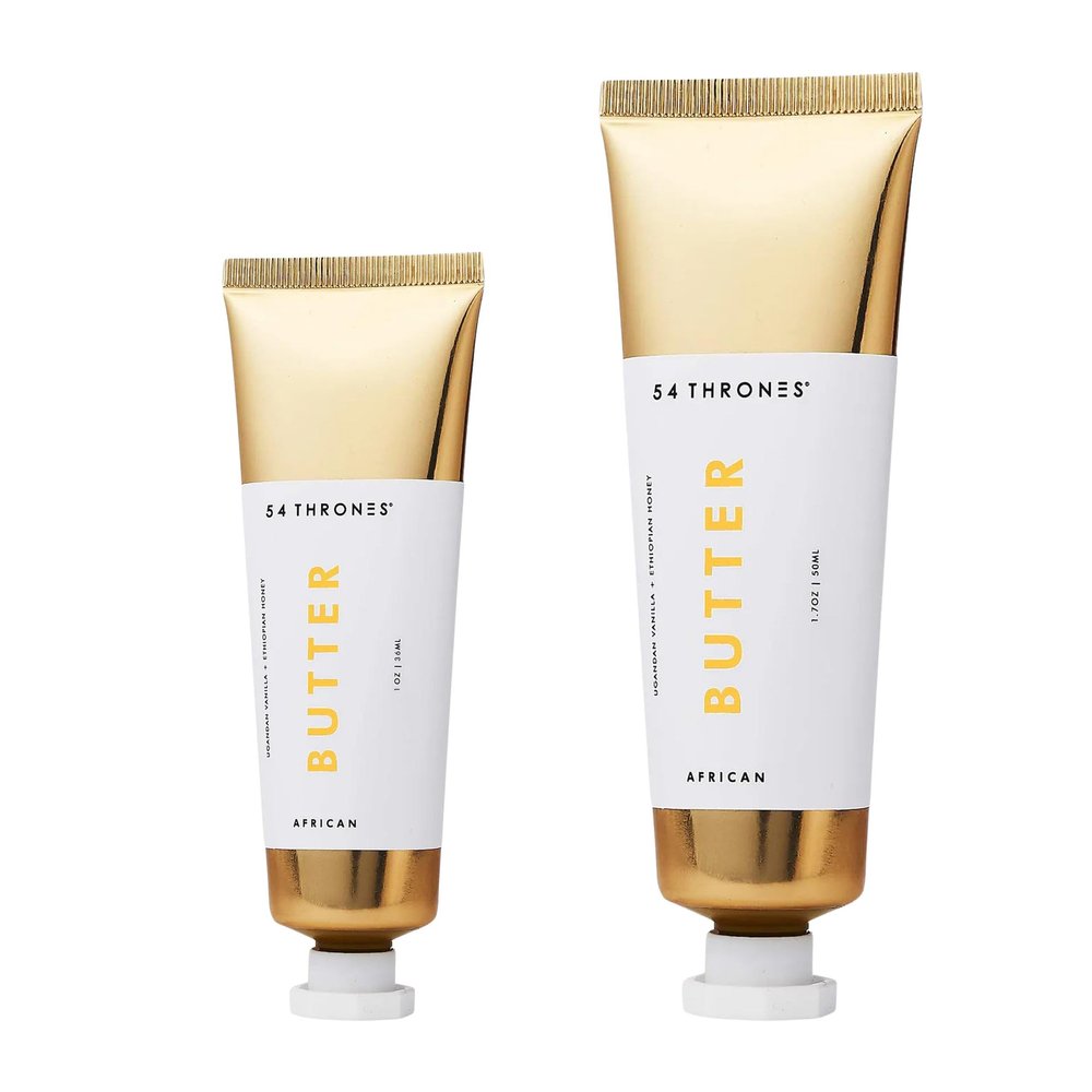 54 Thrones African Beauty Duo (1.7 oz + 3 oz Mini), Shea Butter, Intensive Dry Skin Support, Moisturizing Body Butter for Women, Body Cream, Locks in Moisture, Ugandan Vanilla + Ethiopian Honey