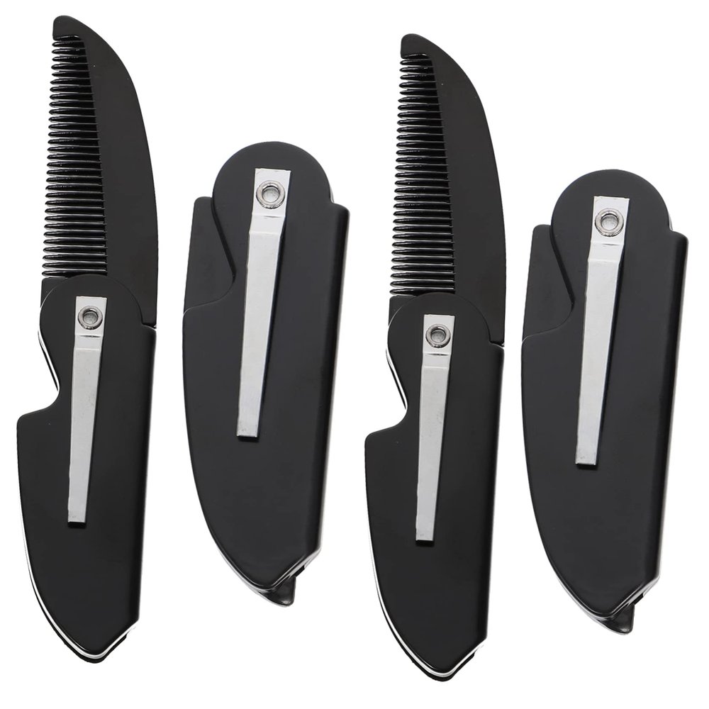 ELAYARD 4pcs Folding Pocket Combs for Men Durable Mustache Combs for Beard Grooming Lightweight Travel Hair Accessories Practical and Stylish Beard Tools