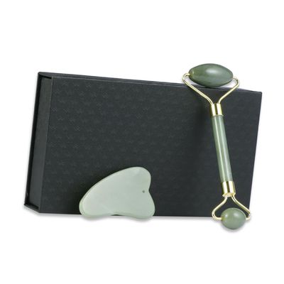 Beaupretty Pure Jade Face Massager Roller Scraper Set Manual Massage Tool for Daily Aches Headaches Chronic Pain Relief