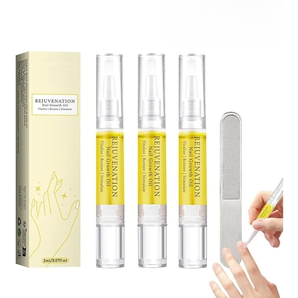 Rejuvenation Nail Growth Oil with Nail File Instant Nail Strength & Repair Nail Growth Oil Rejuvenation for Brittle, Peeling, Breaking, Thin Nails(3PCS Single)