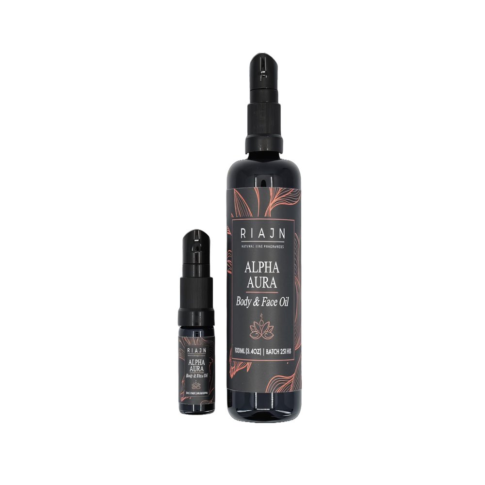 RIAJN Alpha Aura Body & Face Oil | Skin-Hydrating, Anti-Aging Moisturizer | Ultra-Light Formula | Modern Fougere Scent | All-Natural Ingredients