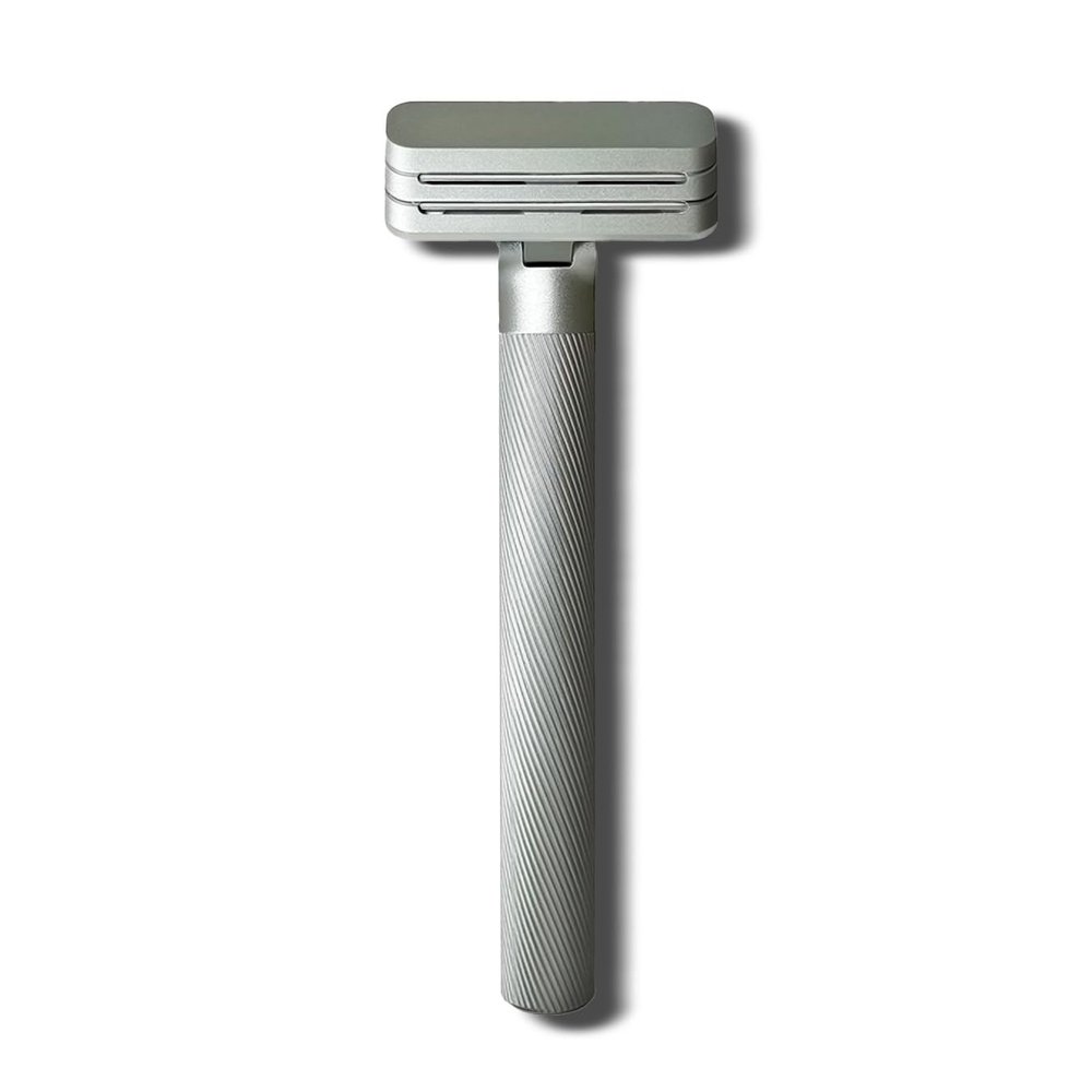 Form Razor | Aluminum Dual-Blade Safety Razor with 10 Single-Edge Blades | Eco-Friendly and Cost-Efficient Shaving Solution For Men and Women (Silver)