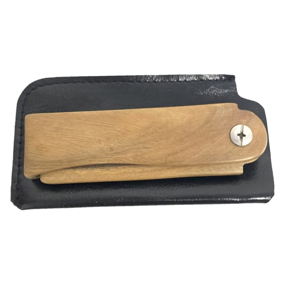 ARTSEWPLY 1set Folding Wooden Beard Comb with Case Portable Pocket Comb for Travel Home Use Multi-function Beard Styling Tool Lightweight Design