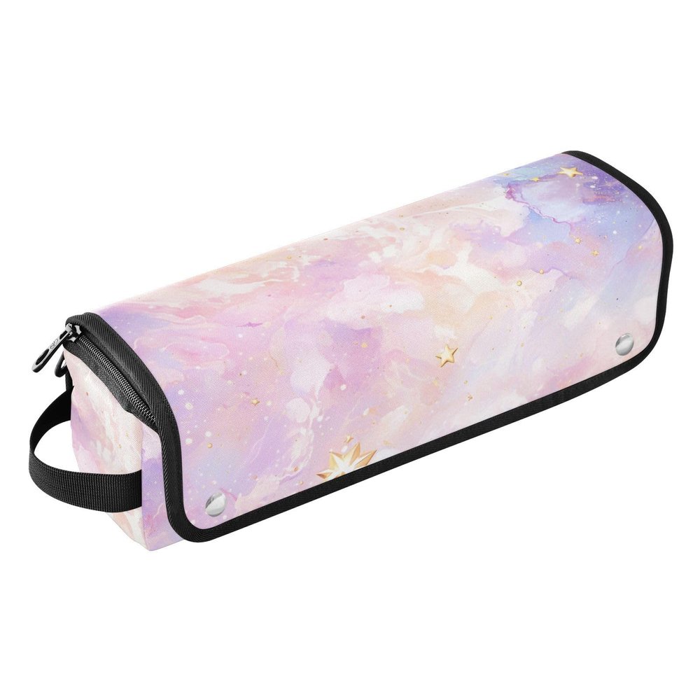 2 in 1 Hair Tools Organizer with Heat Resistant Mat Waterproof Hair Tools Travel Organizer for Straigheners, Curling Iron, Hair Dryer, Pink Purple Luxury Marble Texture Travel Bag for Women