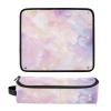 2 in 1 Hair Tools Organizer with Heat Resistant Mat Waterproof Hair Tools Travel Organizer for Straigheners, Curling Iron, Hair Dryer, Pink Purple Luxury Marble Texture Travel Bag for Women view 3