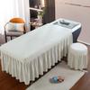 Beige,70 * 150cm,LDLCYCN Solid Color Massage Table Skirt Soft Skin-Friendly Spa Bed Cover Quilted Massage Fitted Sheet Lash Table Bed Skirt for Beauty Salon Body Physiotherapy Washable view 1