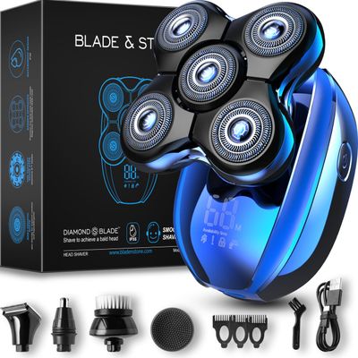 Blade & Stone Head Shaver for Men HS505-BB | Diamond-S-Blade | MIMO Net Technology for Superior Skin Comfort | 8500 RPM Durable Motor, USB-C Rechargeable - Big Blue