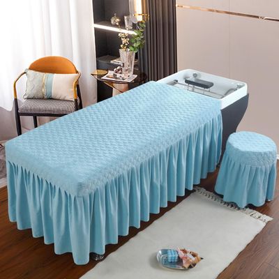 Blue,70 * 150cm,LDLCYCN Solid Color Massage Table Skirt Soft Skin-Friendly Spa Bed Cover Quilted Massage Fitted Sheet Lash Table Bed Skirt for Beauty Salon Body Physiotherapy Washable