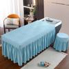 Blue,70 * 150cm,LDLCYCN Solid Color Massage Table Skirt Soft Skin-Friendly Spa Bed Cover Quilted Massage Fitted Sheet Lash Table Bed Skirt for Beauty Salon Body Physiotherapy Washable view 1