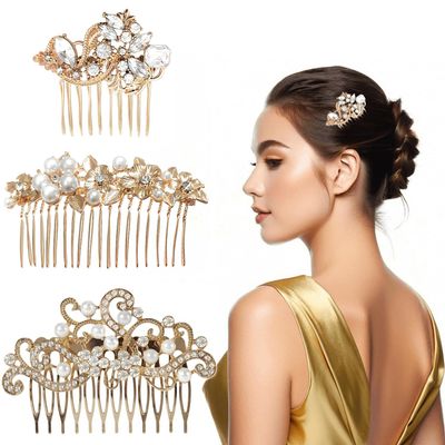 3 pieces Crystal Rhinestone Hair Comb,Bridal Hair Comb, Rhinestone Hair Piece Party Headress for Bride Bridesmaid,Suitable for everyday, wedding, prom
