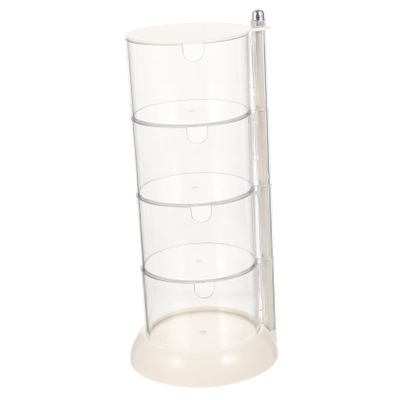ASAKKURA Rotatable Makeup Sponge Holder 4-Tier White Cosmetic Storage Box Waterproof Cotton Swab Organizer for Bathroom and Vanity Accessories