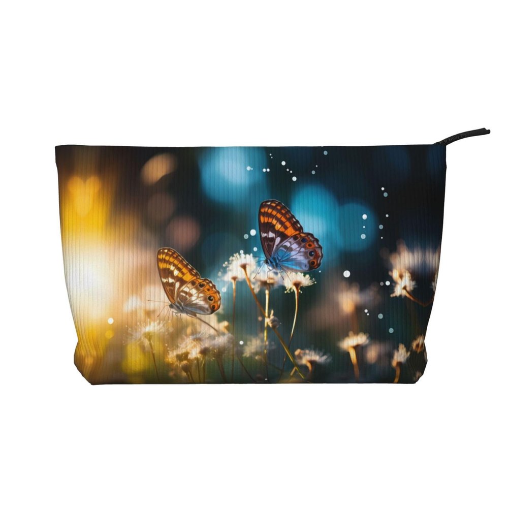 WBQLSL buttercups Corduroy cosmetic bag - travel storage bag, can hold lipstick, powder and other cosmetics