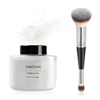 4 Colors Loose Setting Powder, Face Finishing Makeup Banana Luxury Loose Powder, Long Lasting Coverage, Oil Control Brightening Matte Finish, Pore Blurring (#01, 1.5 oz)